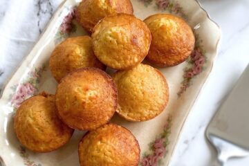 Easy Almond Muffins on a platter